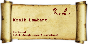 Kosik Lambert névjegykártya